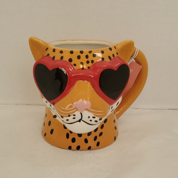 Sheffield Home Other - Sheffield Home Leopard Mug with Heart Sunglasses